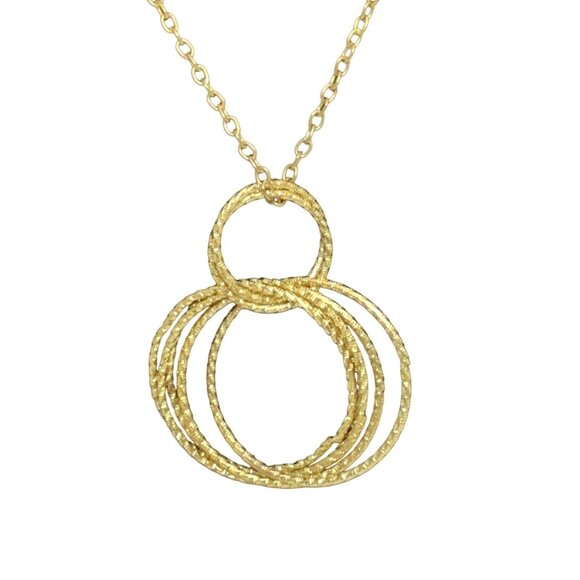 Gold Tone Chain Necklace With Double Circle Pendant (1917) - Picture 2 of 4